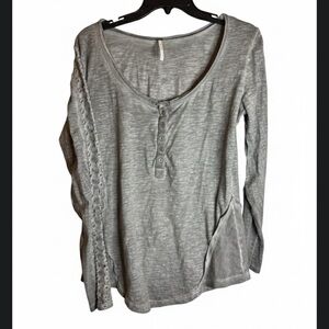 Free People Gray Women's Top with Lace Detail